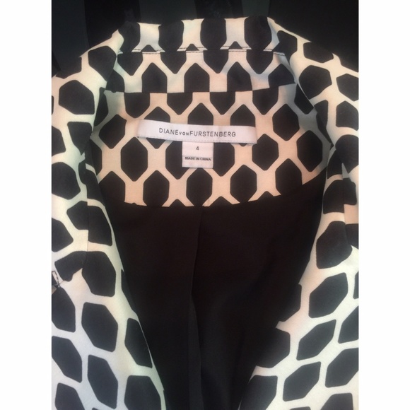 Diane Von Furstenberg Geo Print Biker Jacket - Picture 2 of 7